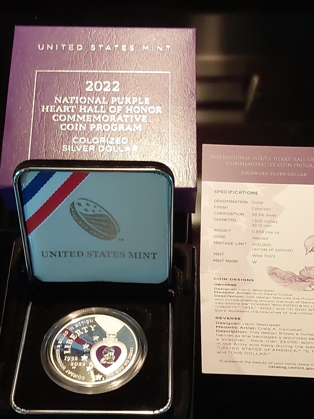 liberty Purple and Silver Commemorative Coin Set